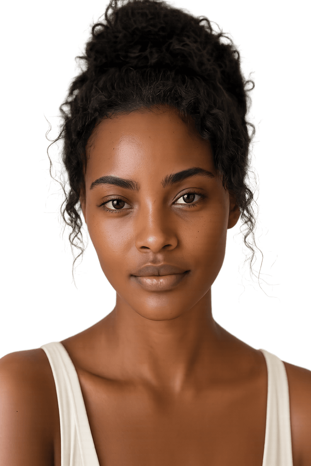 Close-up portrait showing clear, healthy skin